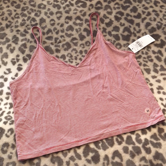 American Eagle Red Stripe V-neck Crop Cami Top Medium - Picture 3 of 11